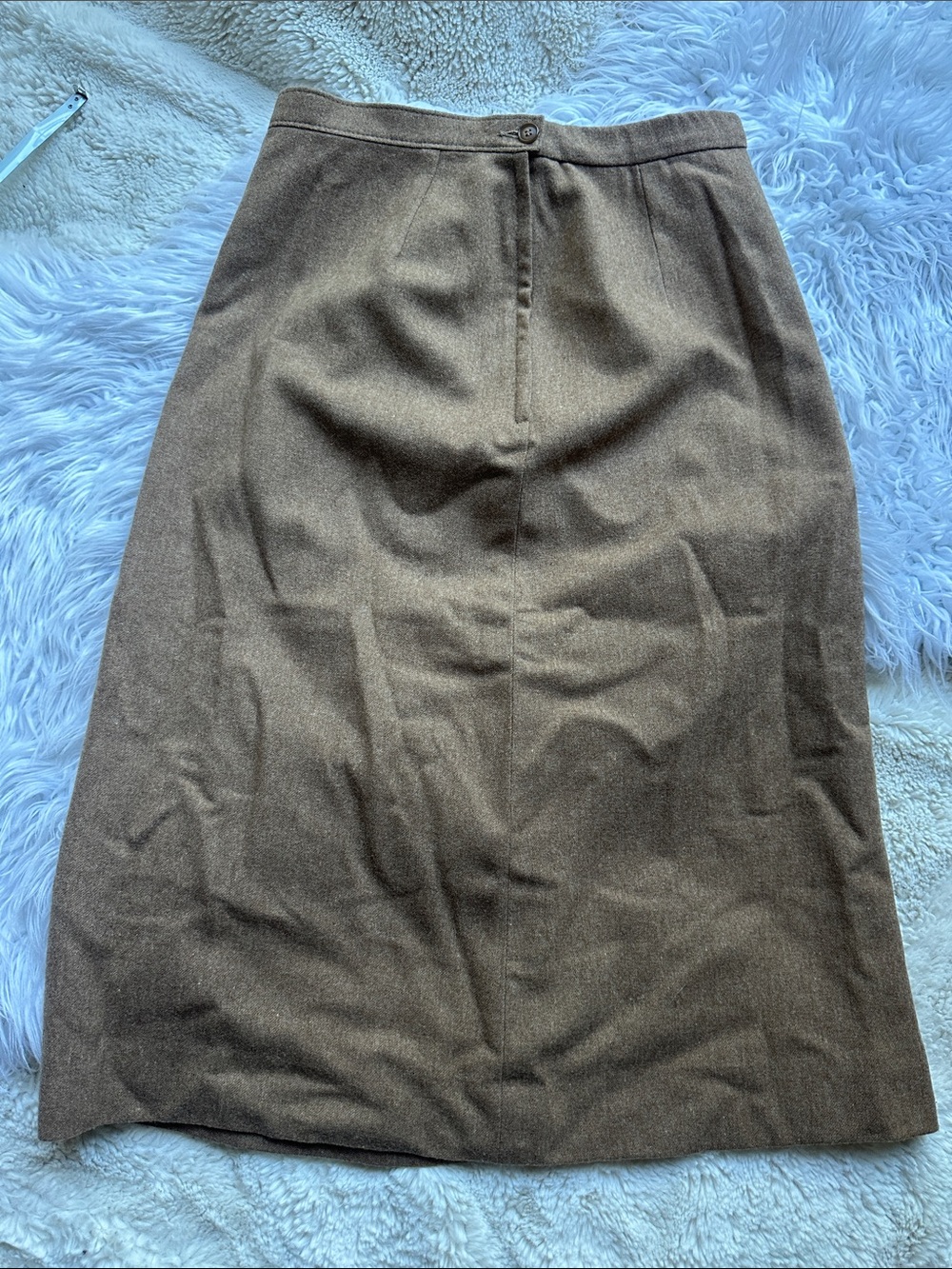 Vintage Pendleton Brown Midi A-Line Wool Skirt Small
